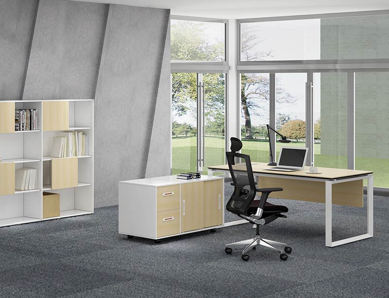 Deconovo Modern Simple Grey Office Desk 1 L-Shaped Executive Desk Office  Set