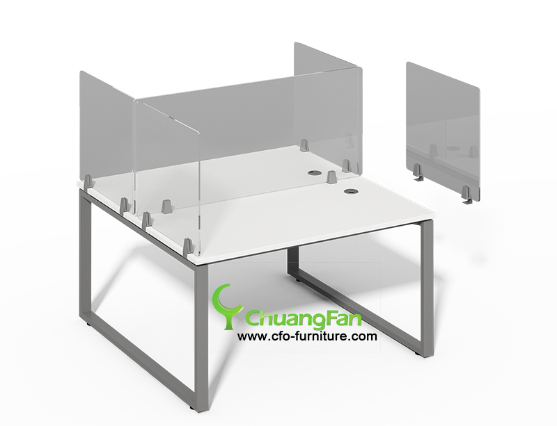 Four Person Modern Acrylic Divider Office Workstation, #AL-OPN